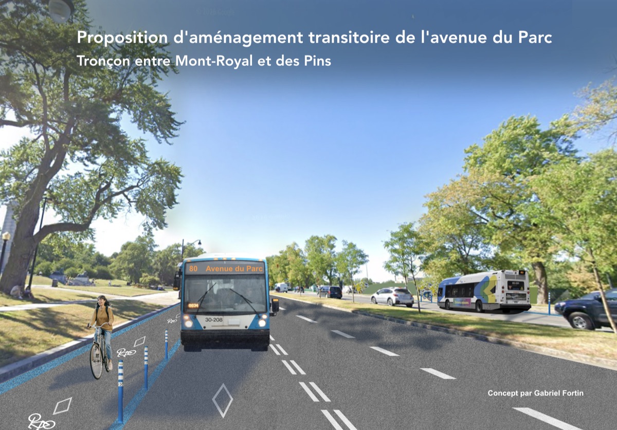 Concept d'aménagement proposé pour l'avenue du Parc